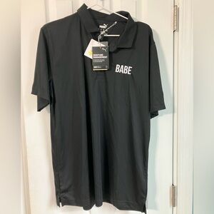 Puma Sport Drycell Men's M Black Polo Golf Athletic Shirt Embroidered BABE